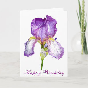 Bright Paarse Iris Birthday Folded Kaart
