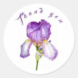 Bright Paarse Iris Botanische Kunst Dank u Sticker