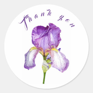 Bright Paarse Iris Botanische Kunst Dank u Sticker