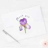 Bright Paarse Iris Botanische Kunst Dank u Sticker (Envelop)