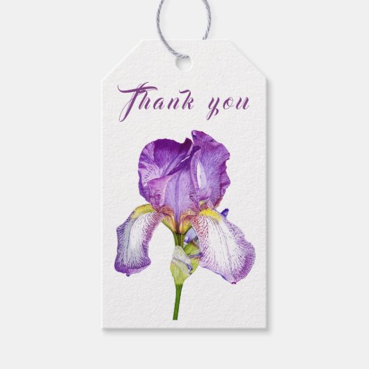 Bright Paarse iris dank u geschenk Label Cadeaulabel (Voorkant)