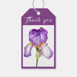 Bright Paarse iris dank u geschenk Label Cadeaulabel