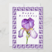 Bright Paarse Iris Happy Birthday Flat Kaart (Voorkant)