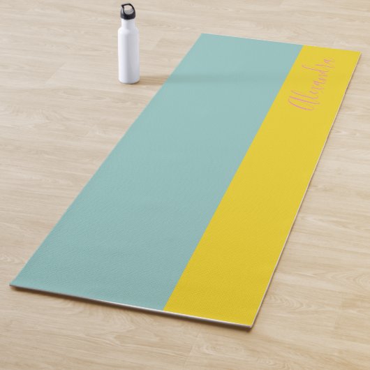 Bright paaskleurblok Aqua Yellow Yogamat (In situ)