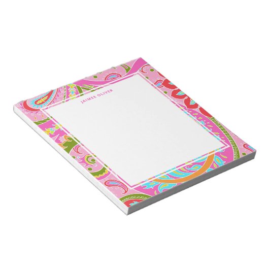 Bright Paisley roze, speciaal aangepast notebook Notitieblok (Schuin)