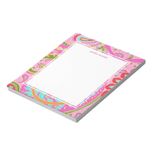 Bright Paisley roze, speciaal aangepast notebook Notitieblok (Linkerzijde)