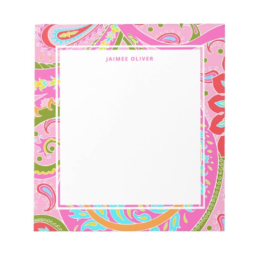 Bright Paisley roze, speciaal aangepast notebook Notitieblok (Voorkant)