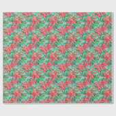 Bright Palm Beach Christmas Poinsettia Waterverf Cadeaupapier (Vlak)