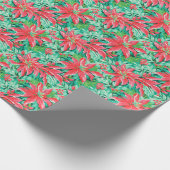 Bright Palm Beach Christmas Poinsettia Waterverf Cadeaupapier (Hoek)