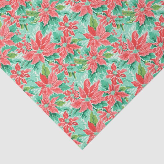 Bright Palm Beach Christmas Poinsettia Waterverf Tissuepapier (Detail)