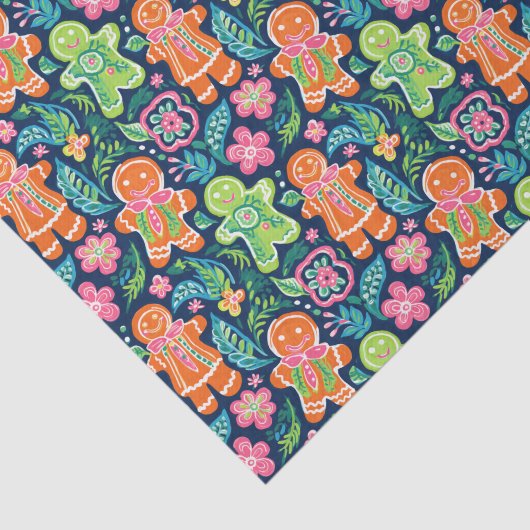 Bright Palm Beach Kerst Gingerbread Cookies Tissuepapier (Detail)