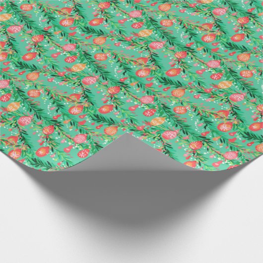 Bright Palm Beach Kerst Ornamenten Waterverf Cadeaupapier (Hoek)
