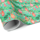 Bright Palm Beach Kerst Ornamenten Waterverf Cadeaupapier (Rol Hoek)