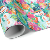 Bright Palm Beach Kerst Sneeuwman Waterverf Cadeaupapier (Rol Hoek)