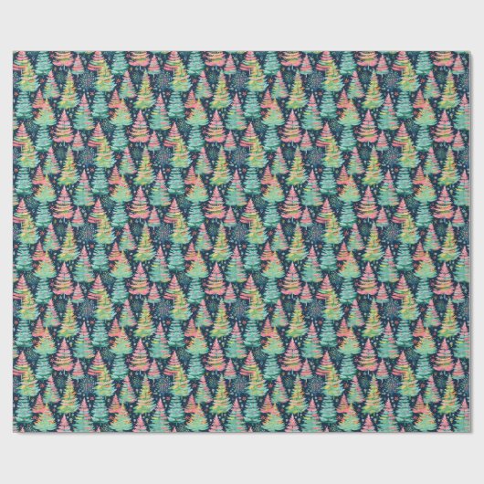 Bright Palm Beach Kerstbomen Waterverf Cadeaupapier (Vlak)