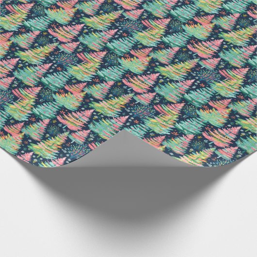 Bright Palm Beach Kerstbomen Waterverf Cadeaupapier (Hoek)