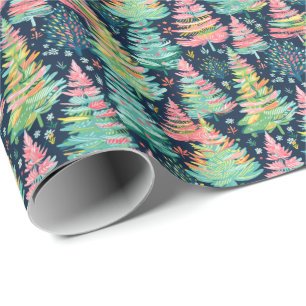 Bright Palm Beach Kerstbomen Waterverf Cadeaupapier