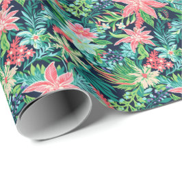 Bright Palm Beach Kerstbomen Waterverf Cadeaupapier
