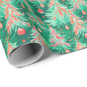 Bright Palm Beach Kerstboom Waterverf Cadeaupapier