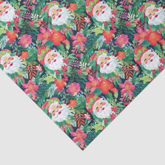 Bright Palm Beach Kerstmis Bloemen Kerstman Tissuepapier (Detail)