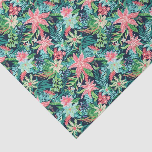 Bright Palm Beach Kerstmis Bloemen Poinsettia Tissuepapier (Detail)