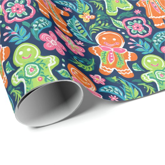 Bright Palm Beach Kerstmis Gingerbread Cadeaupapier (Rol Hoek)