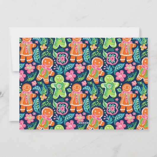 Bright Palm Beach Kerstmis Gingerbread Foto Feestdagenkaart (Achterkant)