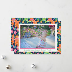 Bright Palm Beach Kerstmis Gingerbread Foto Feestdagenkaart