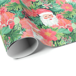 Bright Palm Beach Kerstmis Santa Waterverf Cadeaupapier