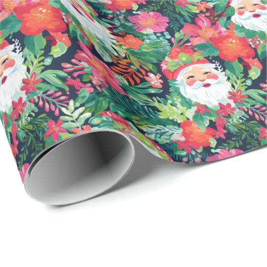 Bright Palm Beach Kerstmis Santa Waterverf Cadeaupapier (Rol Hoek)