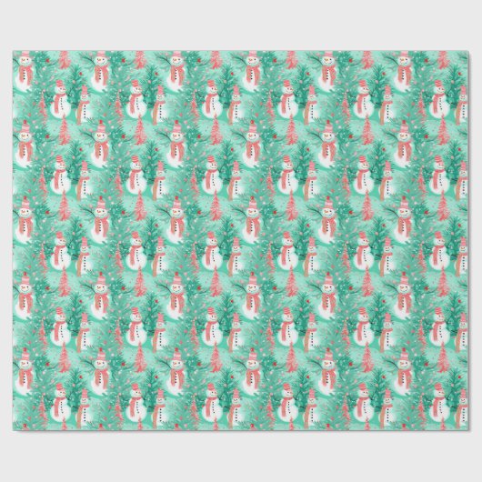 Bright Palm Beach Kerstmis Sneeuwman Cadeaupapier (Vlak)