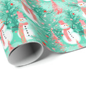 Bright Palm Beach Kerstmis Sneeuwman Cadeaupapier (Rol Hoek)