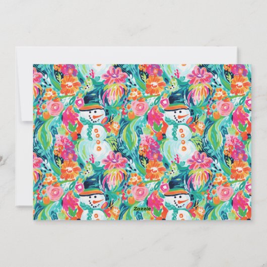 Bright Palm Beach Kerstmis Sneeuwman Foto Feestdagenkaart (Achterkant)