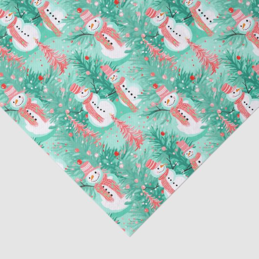 Bright Palm Beach Kerstmis Sneeuwmannen Tissuepapier (Detail)