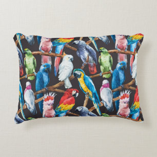 Bright papegaai: tropische waterverf behang. accent kussen