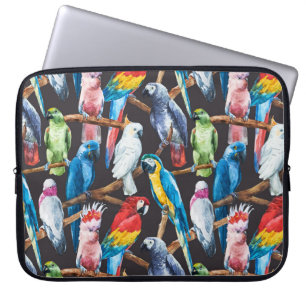 Bright papegaai: tropische waterverf behang. laptop sleeve