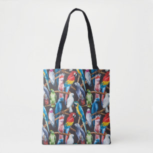 Bright papegaai: tropische waterverf behang. tote bag