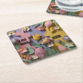 Bright Paper Cut Style Bunny & Easter Egg Party Kartonnen Onderzetters (Schuin)