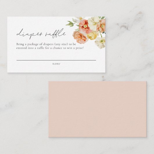 Bright pasta Floral Girl Diaper Raffle Ticket Informatiekaartje (Voorkant / Achterkant)
