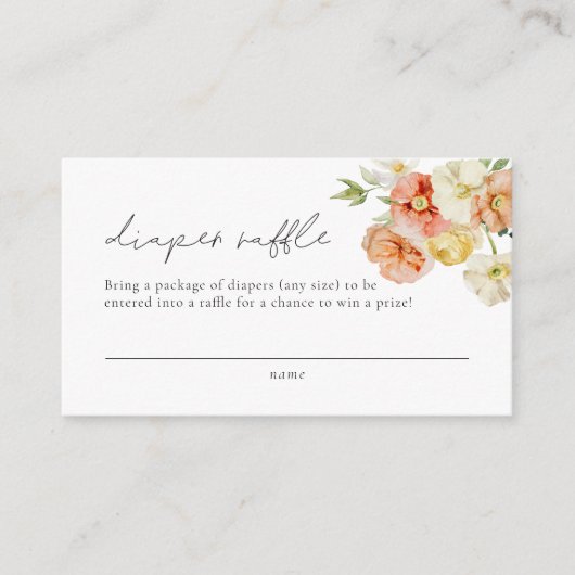 Bright pasta Floral Girl Diaper Raffle Ticket Informatiekaartje (Voorkant)
