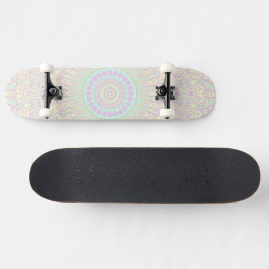 Bright Pastel Boho Hippie Quirky Abstract Mandala Persoonlijk Skateboard (Horizontaal)