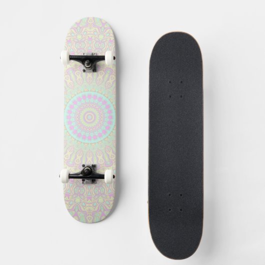 Bright Pastel Boho Hippie Quirky Abstract Mandala Persoonlijk Skateboard (Voorkant)