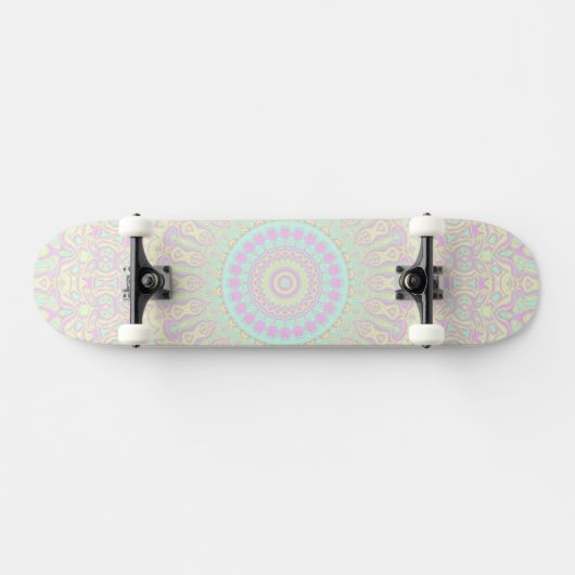 Bright Pastel Boho Hippie Quirky Abstract Mandala Persoonlijk Skateboard (Horizontaal)