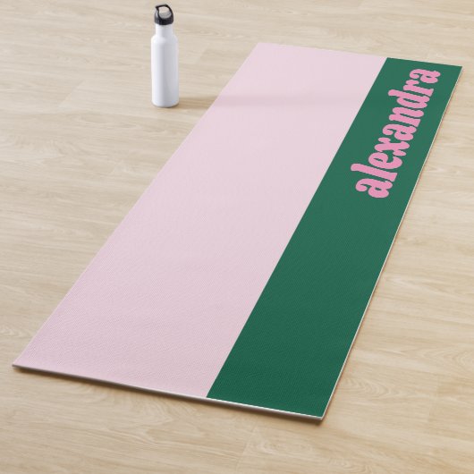 Bright Pastel Color Block Pink Green Personalized Yogamat (In situ)