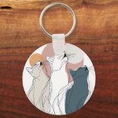 Bright Pastel Floral Circle Key Ring Sleutelhanger (Voorkant)