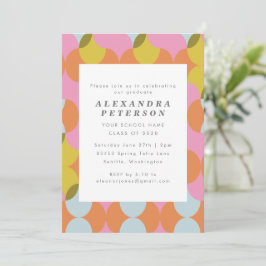 Bright Pastel Geometric Graduation Party Foto Kaart