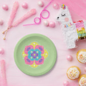 Bright pastel Lotus Rangoli Papieren Bordje (Feest)