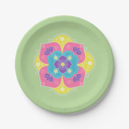 Bright pastel Lotus Rangoli Papieren Bordje