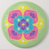 Bright pastel Lotus Rangoli Ronde Button 6,0 Cm (Voorkant)