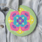 Bright pastel Lotus Rangoli Ronde Button 6,0 Cm (In situ)